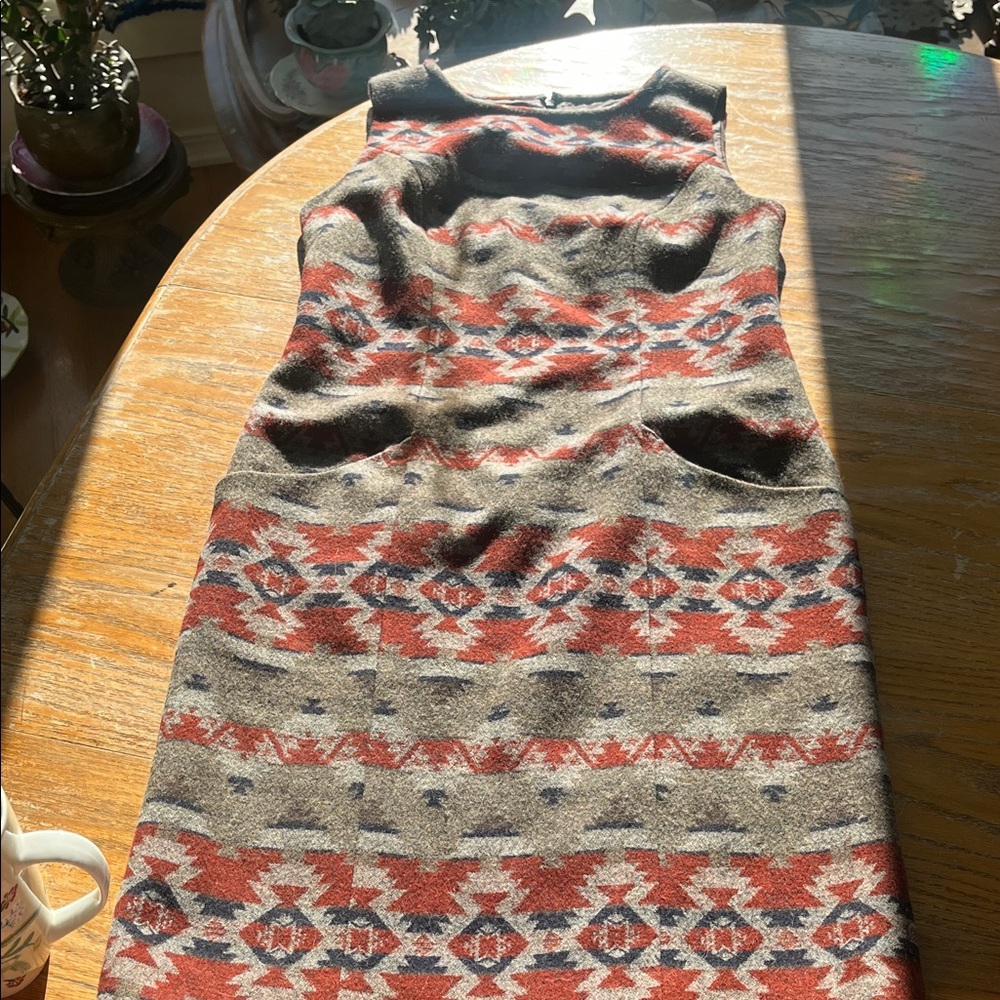 Pendleton grey rust wool patterned shift sheath sz2 fits a 4 pockets! made USA